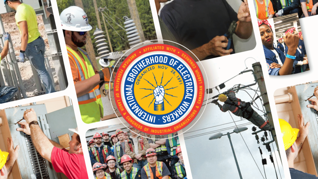 Collage of IBEW members working